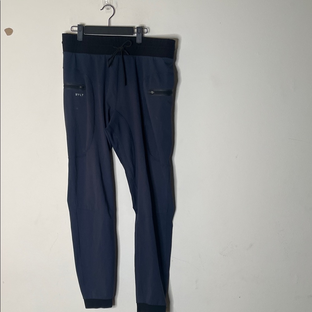 BYLT Basics Navy Joggers with Black Accents
